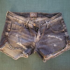 Women's Distressed Denim Shorts - Blue
